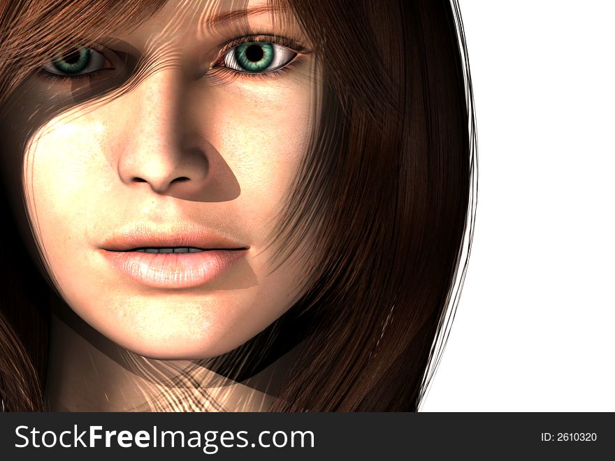 3D render of a womans face