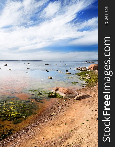 Low tide on a Finish gulf shore,North-West Russia