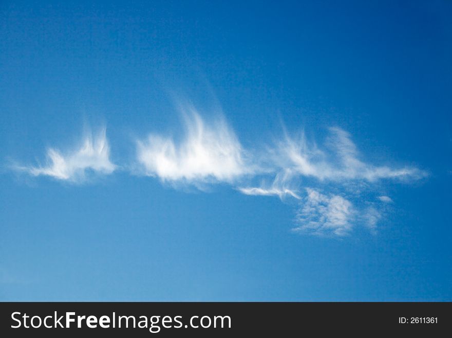 Feather-like clouds in the blue sky. Feather-like clouds in the blue sky