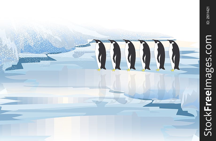 Illustration of penguin family... beauty penguin family on snow. Illustration of penguin family... beauty penguin family on snow