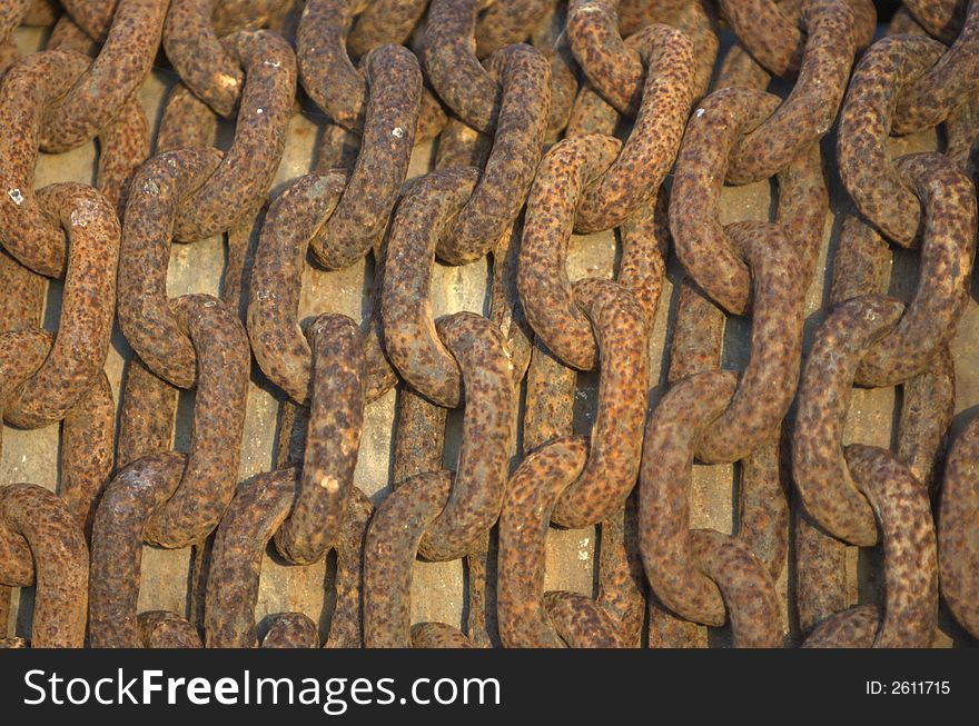 Old chain suffering the elements, now all rusty. Old chain suffering the elements, now all rusty