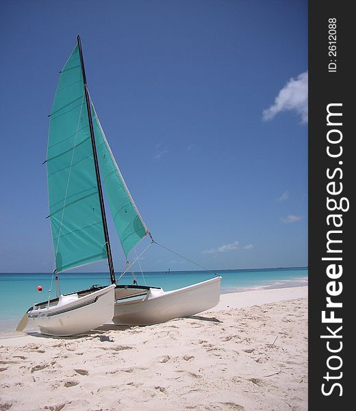 Sailing boat at a beach in the Caribbean. Sailing boat at a beach in the Caribbean