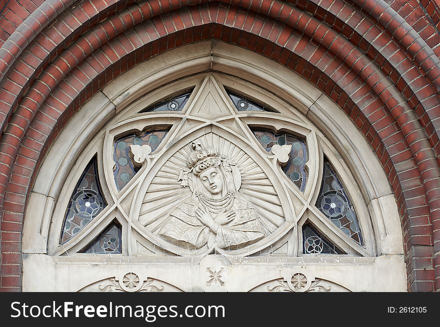 Architectonic detail, fragment of antique church. Architectonic detail, fragment of antique church