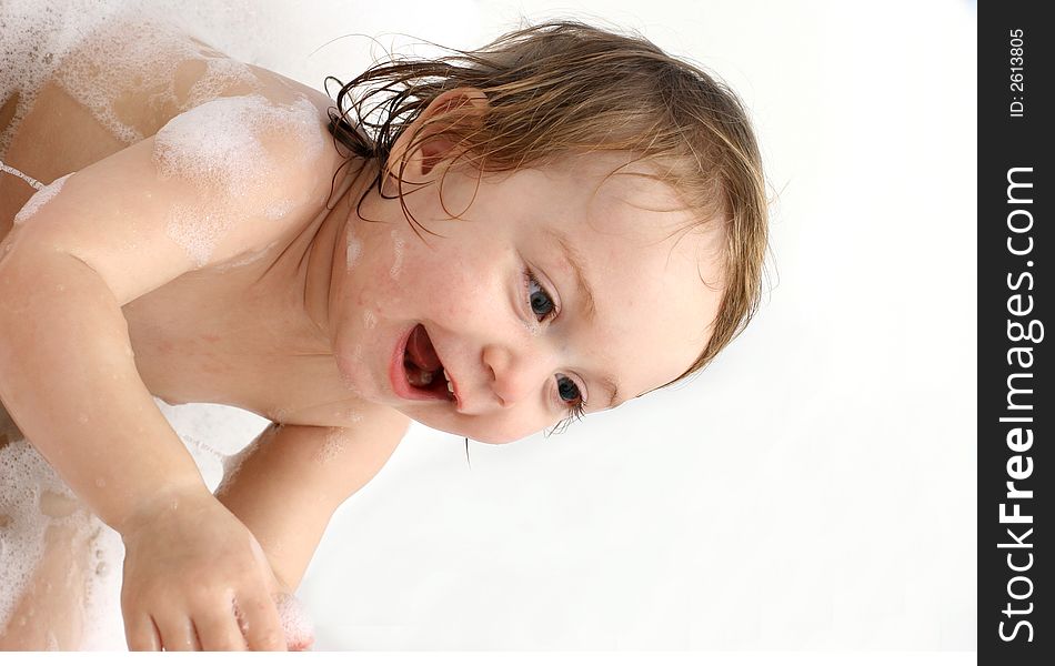 Baby in the bath with bubble