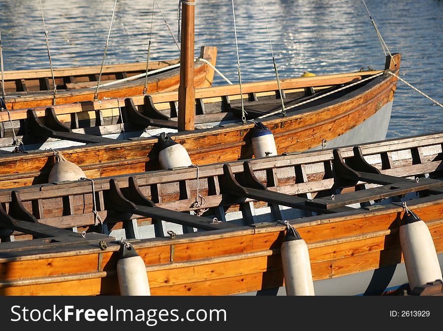 Traditional wooden saill boats greece