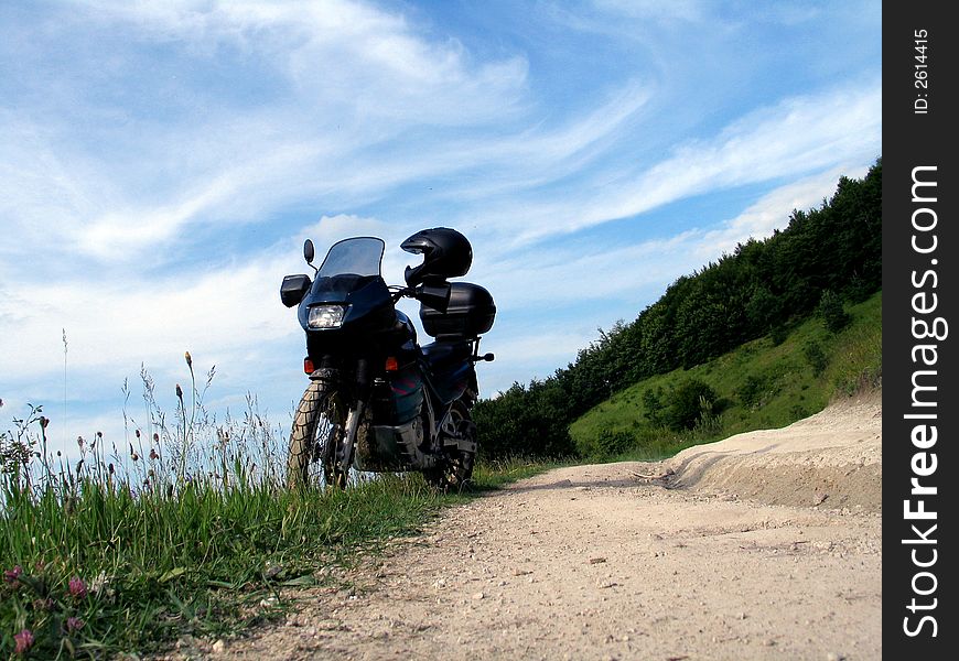 Motorbike on a blue sky