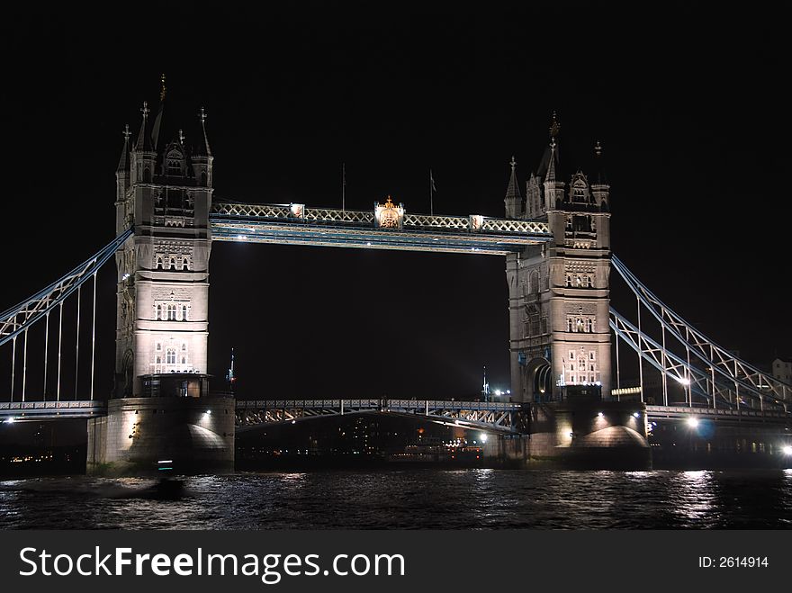 Tower Bridge in London at night