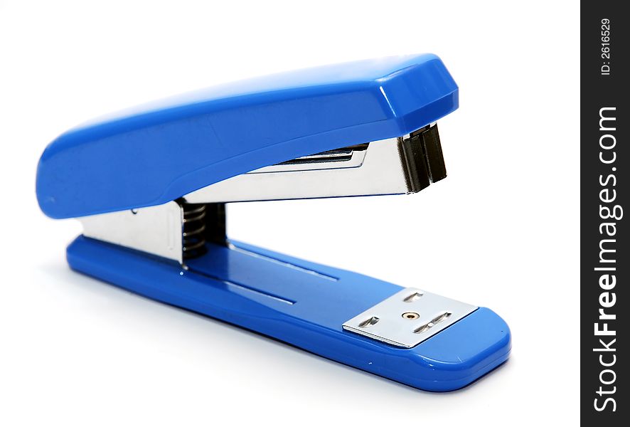 Blue stapler image on the white background