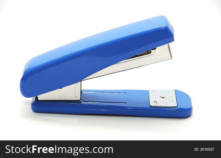 Blue stapler image on the white background