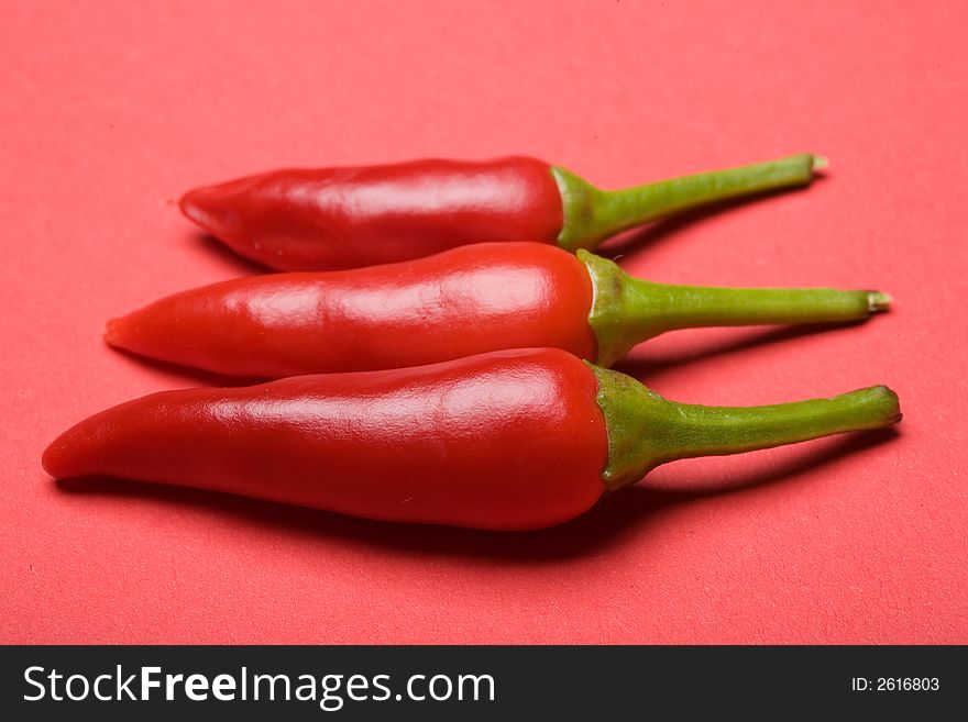 Close up view of red hot chilli peppers
