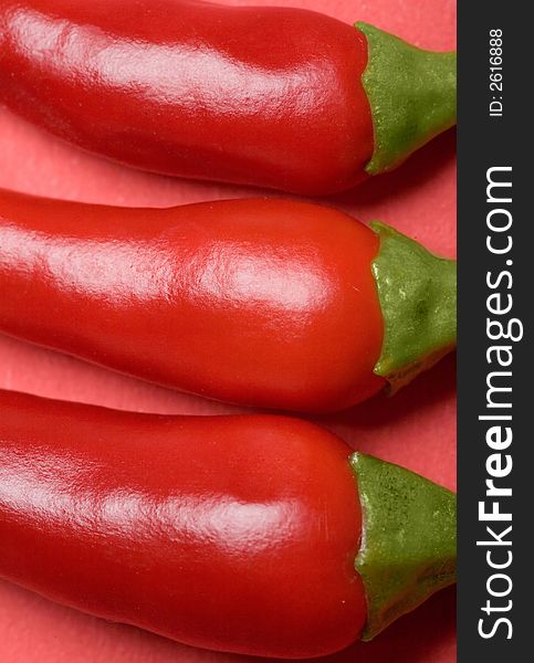 Close up view of red hot chilli peppers