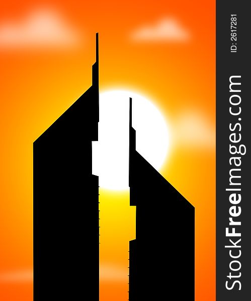 Illustration of Emirates towers on sheikh zayed road