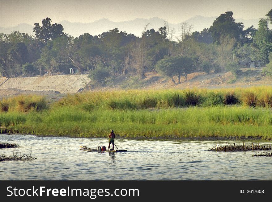 Boatman on the river