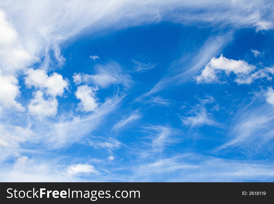 Delicate clouds in the blue sky. Delicate clouds in the blue sky