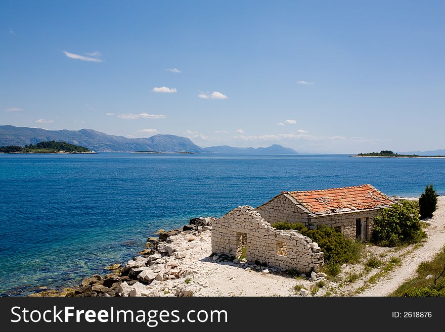 Ruin on a beautiful beach location. Ruin on a beautiful beach location