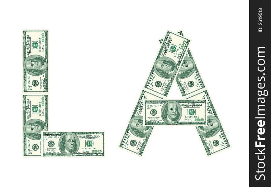 Los angeles banknotes sign isolated. Los angeles banknotes sign isolated