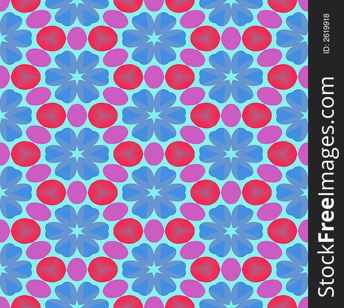 Old-fashioned red and blue retro flower background. Seamless tile. Old-fashioned red and blue retro flower background. Seamless tile.