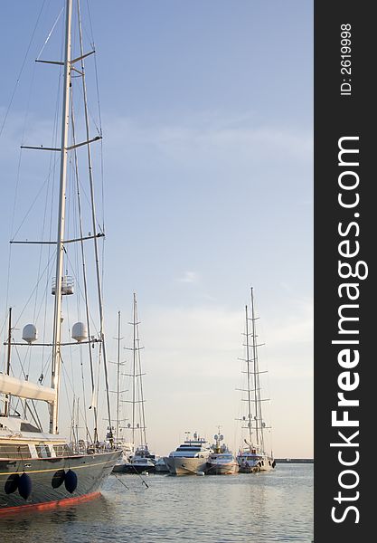Big and elegant yachts in the port of Viareggio