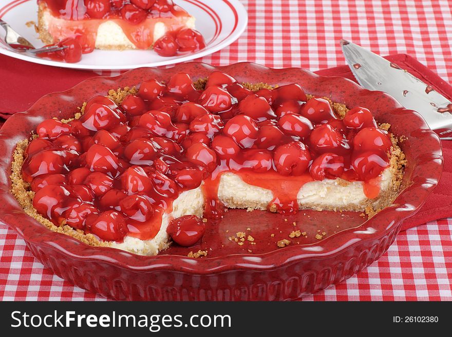 Sliced Cherry Cheesecake