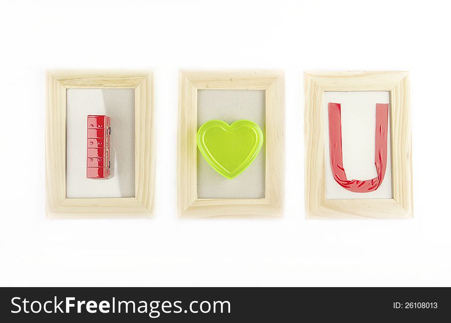 I love you write with red and green signs in frames