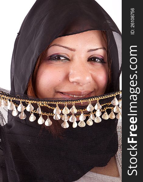 Egyptian beautiful woman in Bedouin scarf. Egyptian beautiful woman in Bedouin scarf