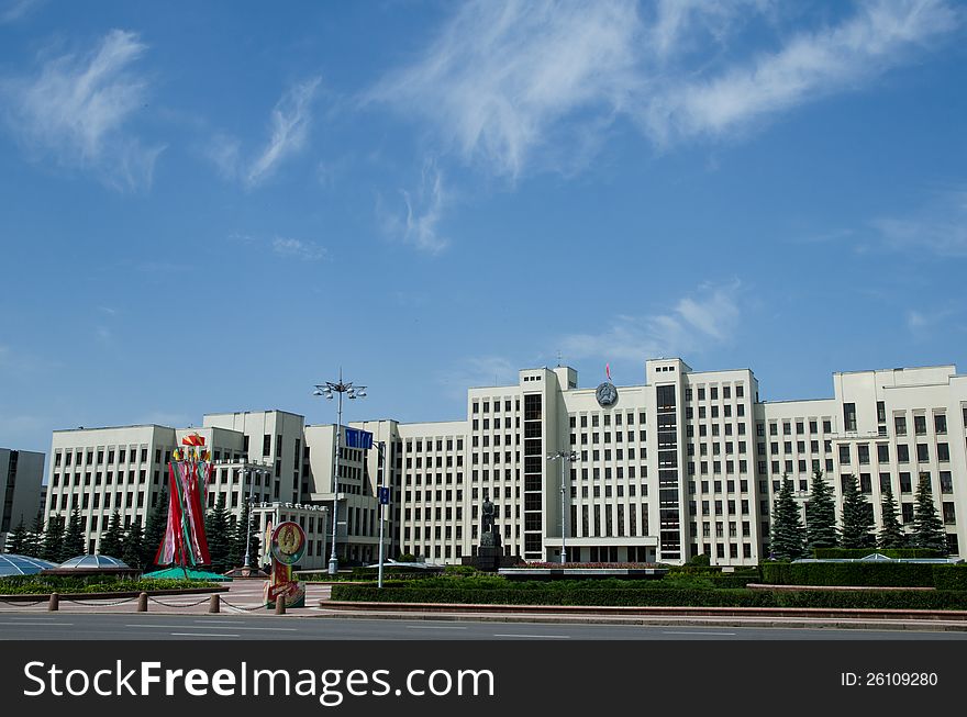 Minsk, Belarus, main city square decorated for Day of Independence of Belarus. Minsk, Belarus, main city square decorated for Day of Independence of Belarus.