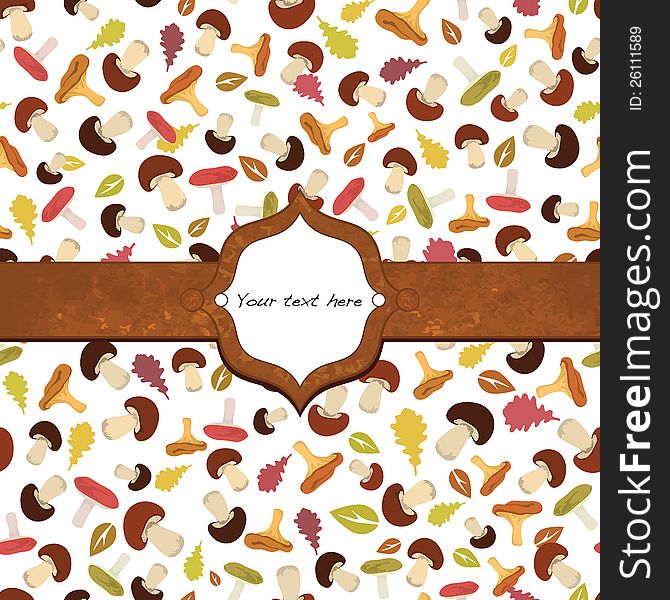 Autumn design card with decorative frame. Vector illustration