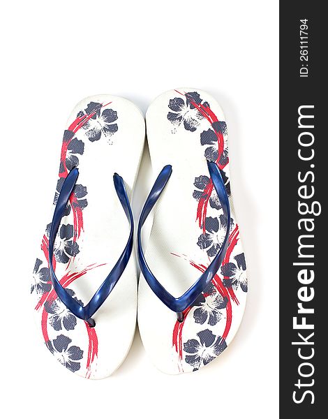 Pair Of A Flip Flops On White Background