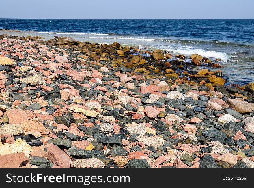 Landscape of the rocky beach in the Red sea