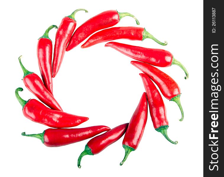 Circle background made ​​from chili peppers. Circle background made ​​from chili peppers