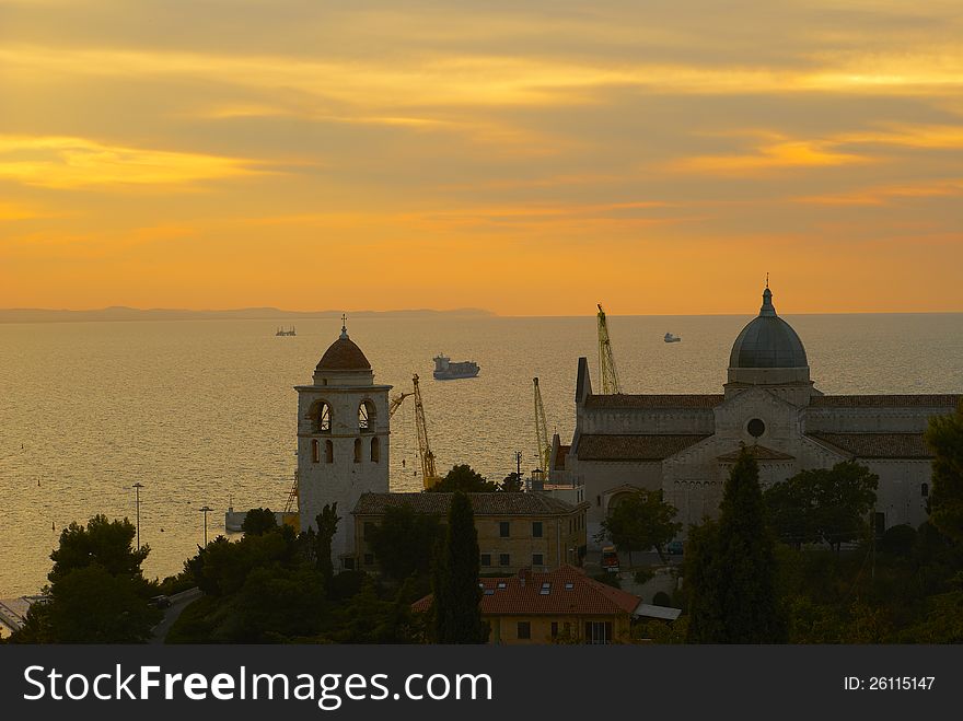 Sunset Sky With Gold Lighted Clouds