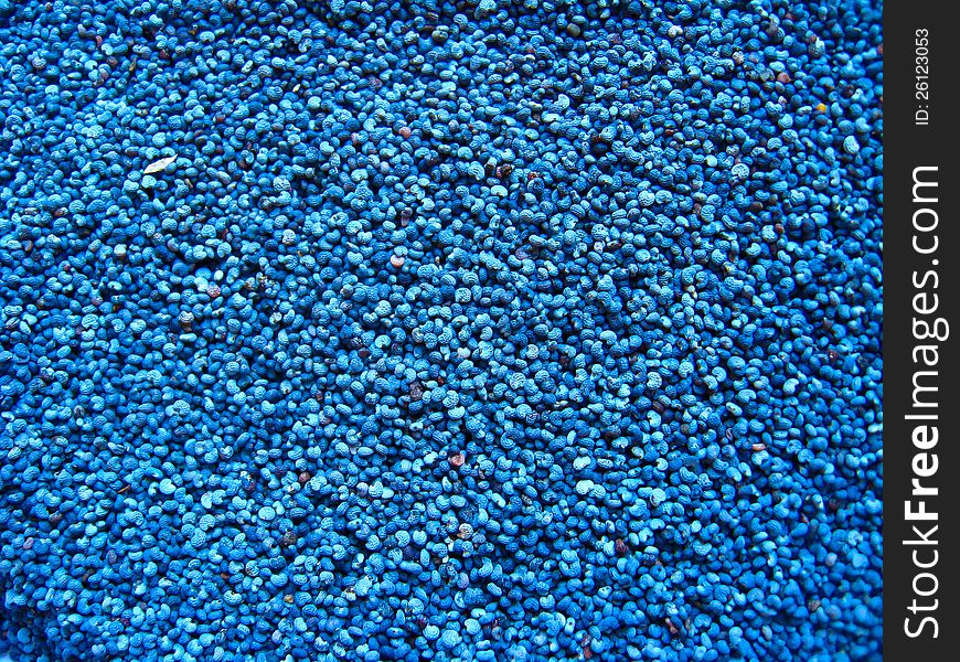 The image of grains of the blue poppy