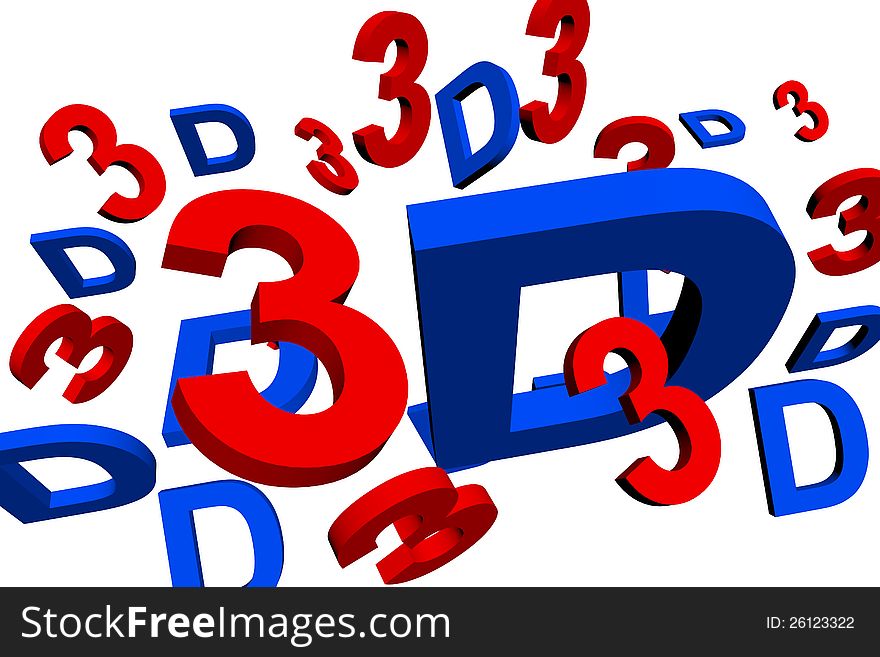 3d words flaying - Cinema 3d red and blue colors