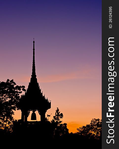 Silhouette View Of Buddhist Temple Belfry