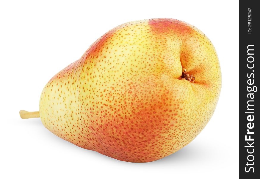 Ripe Red Yellow Pear Fruit On White