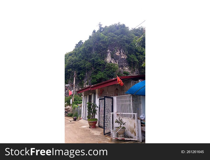 house next to mountain in Son La, in Vietnam