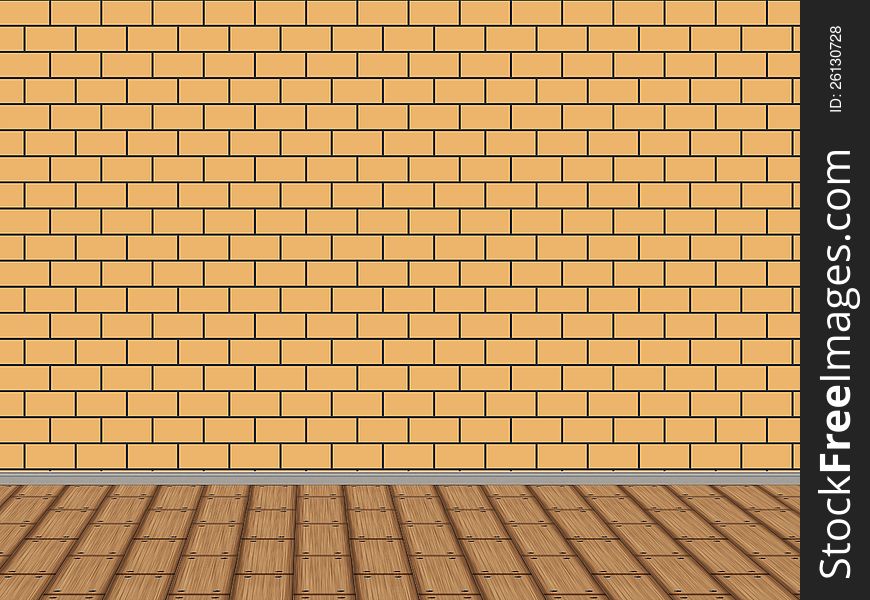 Illustration of old interior with brick wall background. Illustration of old interior with brick wall background.