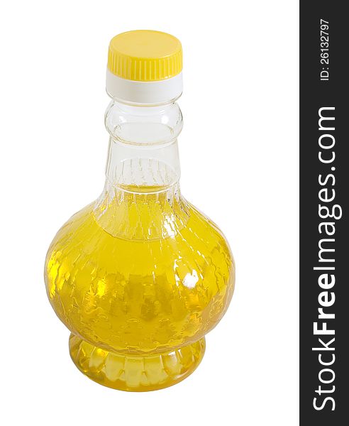 Yellow sunflower oil in a plastic bottle