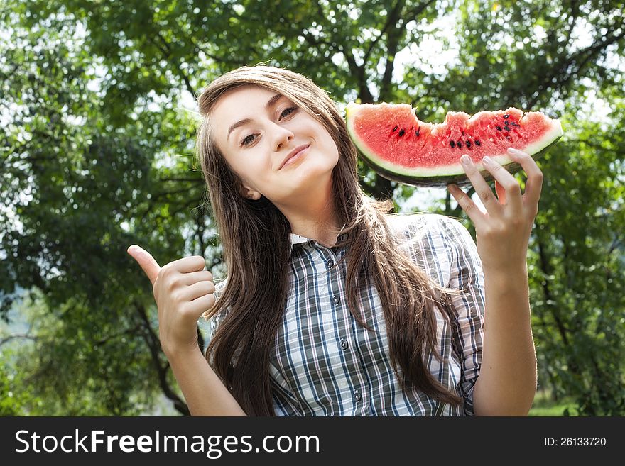 Woman And Watermelon