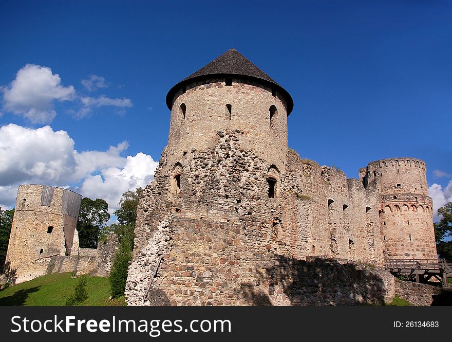 Ruins of the ancient castle in the Latvian city Cesis