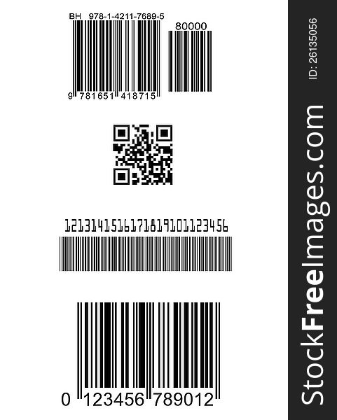 Vector set of barcodes against white background. Vector set of barcodes against white background.