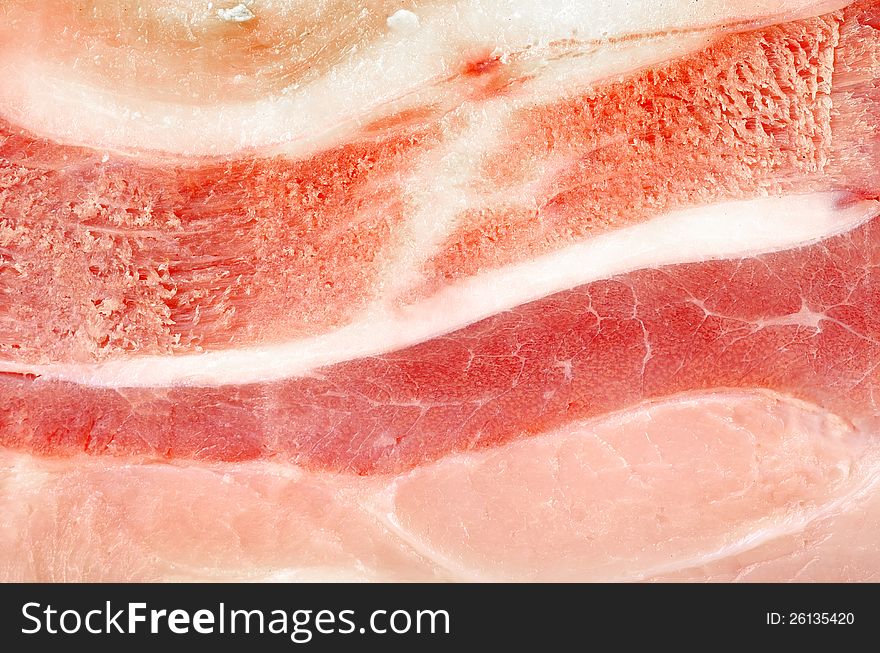 Smoked pork bacon. Background of smoked meat. Smoked pork bacon. Background of smoked meat