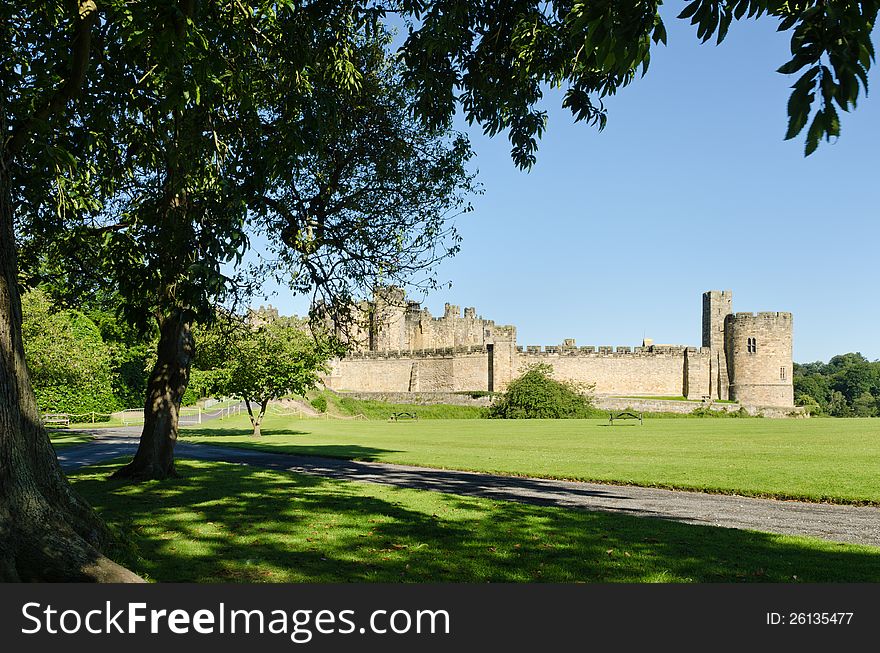 Alnwick Castle Framed By Leaves