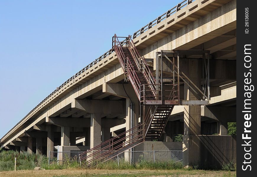 Highway Overpass And Stairs.