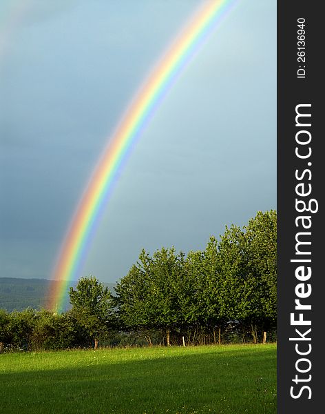 Beautiful rainbow during a summer storm