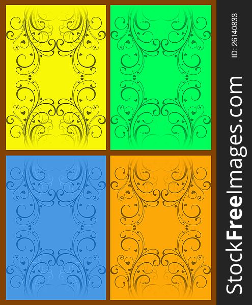Collage of illustration of different colored floral backgrounds. Collage of illustration of different colored floral backgrounds