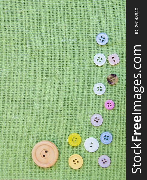 Green Canvas background with buttons - background for Sewing