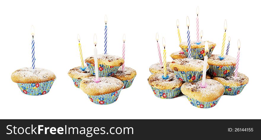 Holiday Muffins With Lit Candles