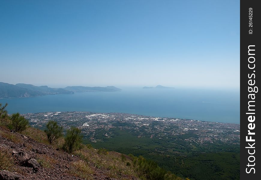 Gulf  of Naples -view from Vesuvius,Italy. Gulf  of Naples -view from Vesuvius,Italy