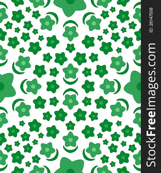 Green flower seamless vector pattern. Green flower seamless vector pattern